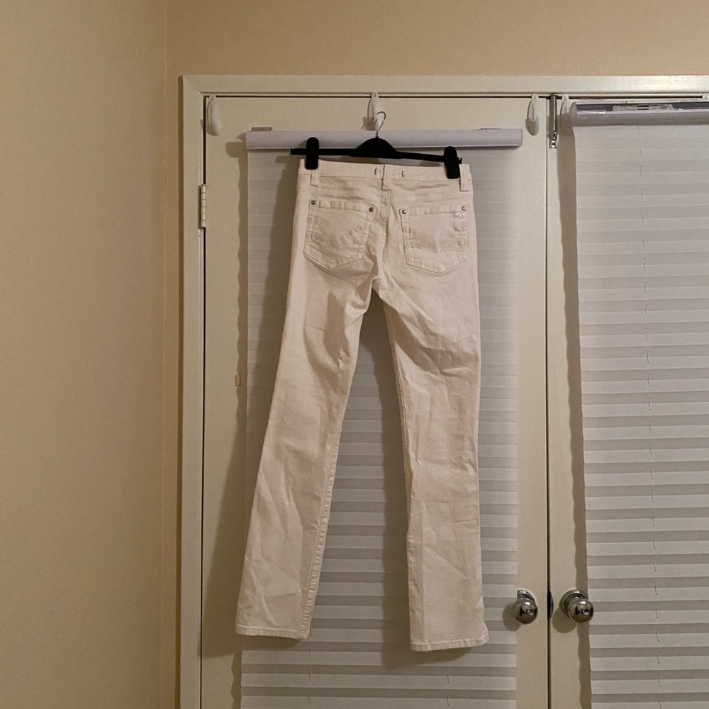 9 West Straight Leg Stretch White Denim Jeans